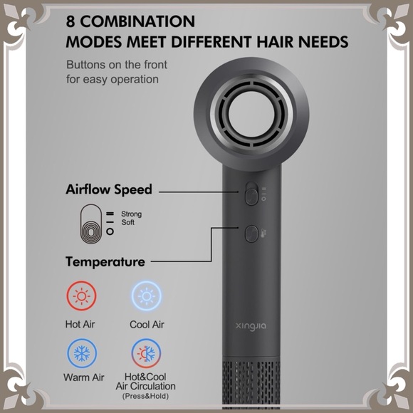 Negative Ionic Hair Blow Dryer High Speed Brushless Motor Hot & Cold Alternating - Picture 4 of 8